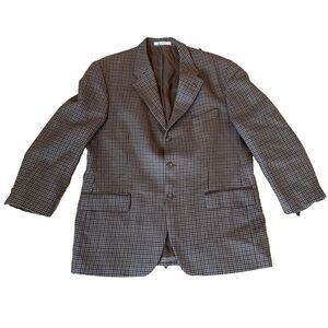 Ralph Lauren Polo Suit‎ Blazer Made in Canada 100% Wool Houndstooth Jacket 46R